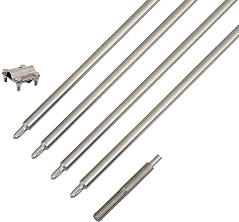 4m Tiefenerder 4VA Edelstahl SET mit Klemme und SDS Max. Schlagkopf