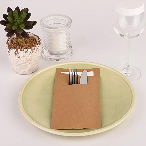 Bestecktasche Prime Premium | 115 x 230 mm | mit Airlaid-Serviette 40x32cm in Weiß | 200 Stück | ideal für Gastronomie und Feiern | (Eco Recycling Naturbraun)