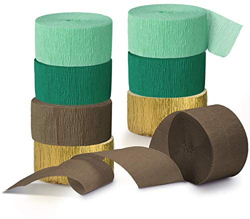 NICROLANDEE Hochzeitsfeierdekorationen - 8 Rollen Grüner Krepppapier Luftschlangen Quasten Luftschlangen für rustikale Art Brautdusche Geburtstag Botanische Babyparty Vintage Partydekorationen