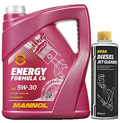 MANNOL 5l, 7917 Energy Formula C4 5W-30 + Diesel Jet Cleaner Düsenreiniger - Kraftstoff Additiv 250 ml