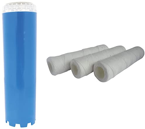 AQUAWATER - Cartouche anticalcaire et anticorrosion en cristaux de silicophosphates à dosage - Pout bol de taille standard 10 & Lot de 3 cartouches filtrante anti-sédiments bobinée 20 microns