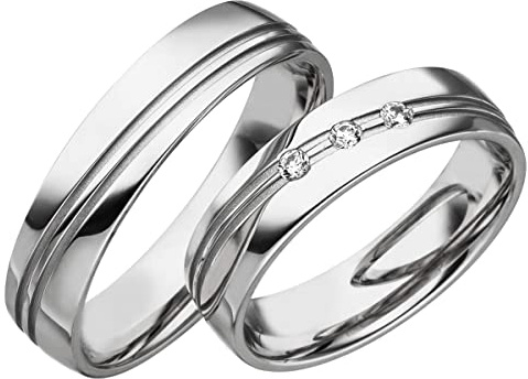 JC Eheringe Verlobungsringe Trauringe Freundschaftsringe Silber 925 Sterling * inkl. GRATIS Etui und Zirkonia Steine S065