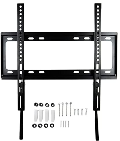 Gemx Fixed TV Wall Bracket for Most 26-65 inch TVs, Ultra Slim TV Wall Mount with VESA 200x200mm - 400x400mm for Flat Curved TVs up to 45.5kg, Fischer Anchor and Spirit Level Included