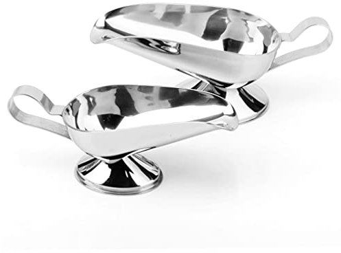 CHENMIAOMIAO Sauce Boat Gravy Bowl Stainless Steel Sauce Pot Stainless Steel Gravy Boat Ergonomic Handle and Large Drip-proof Spray 2 Pieces pour ladle (Size : A)