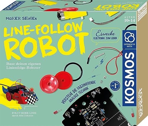 Kosmos 620936 Line-Follow Robot Eperimentierkasten für Kinder ab 10 Jahren, Experimentierkasten Technik, Elektronik Experimentierkasten, Roboter für Kinder, Maker Series