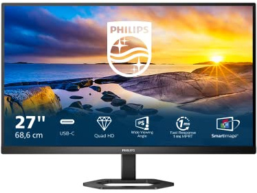 Philips 27E1N5600AE - 27 pollici QHD Monitor, IPS, 75Hz, 1ms, USB-C 65w Power Delivery, altoparlanti, altezza regolabile (2560 x 1440 @ 75 Hz, 300 cd/m², HDMI 1.4 / DP 1.2 / USB-C / USB 3.2)
