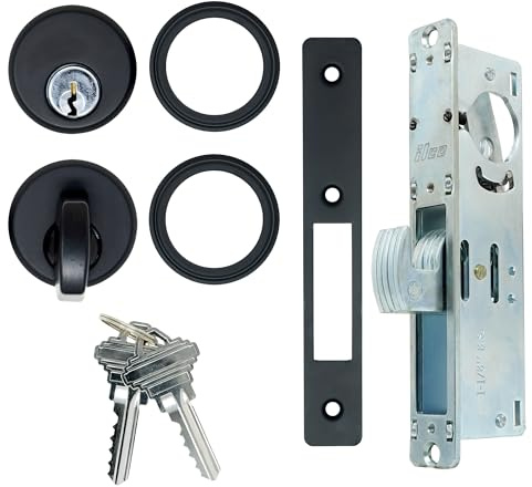 Summit DOORWARE Mortise Cylinder Hook Bolt with Keys | Adams Rite Style Door Lock Replacement Parts | Mortise Lock with Thumbturn Cylinder | Replacement for MS1850S-X5X Locks | Duronotic Finish