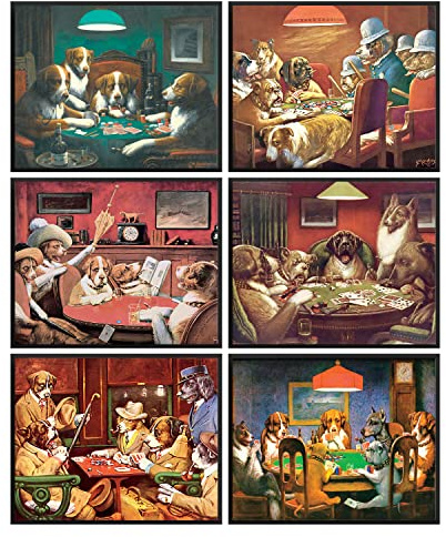 97 Decor Dogs Playing Poker Poster - Dog Poker Pictures Decor, Dog Playing Cards Picture, Cassius Marcellus Coolidge Oil Painting Reproduction, Vintage Dogs Wall Art Print Decorations (8x10 UNFRAMED)