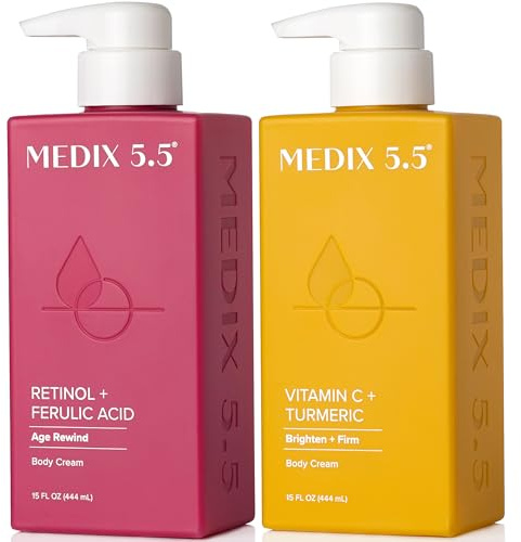 Medix 5.5 - Retinol-Körpercreme + Vitamin C Lotion, Anti-Falten, schlaffe und faltige Haut, Vitamin C Creme