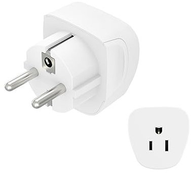 Hama Reiseadapter Typ E und F, Reisestecker USA/Kanada/Amerika/Japan/etc. nach Europa (universal, einsetzbar in den meisten europäischen Ländern und vielen weiteren, 3polig) weiß