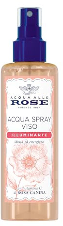 Acqua alle Rose, Acqua Spray Viso Illuminante, Ottima per Pelli Spente e Opache, Rinfresca ed Energizza la Pelle, con Vitamina C di Rosa Canina, 200 ml