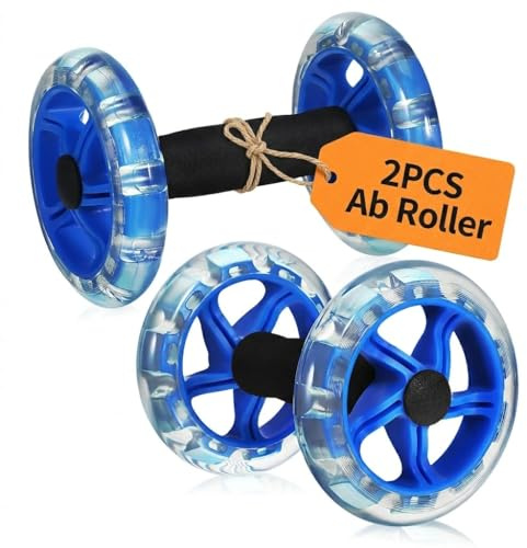 Kisangel 2pcs Ab Roller Wheel, Exercise Abdominal Roller Dumbbell Fitness Dual Wheel for Hand Weights Equipment