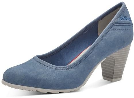 s.Oliver Damen Pumps mit Blockabsatz Elegant, Blau (Indigo), 39 EU