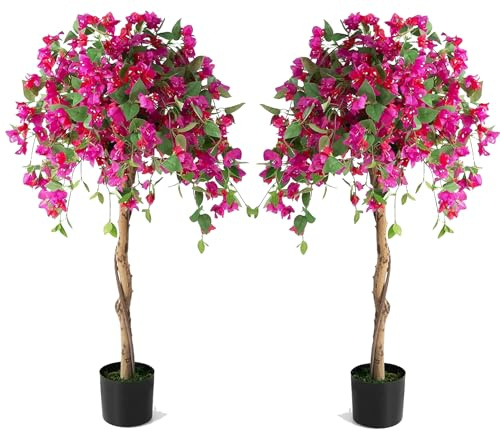 SAFEPLUS 4.5FT Bougainvillea Artificial Tree, Tall Fake Floor Plant for Indoor Outdoor Décor