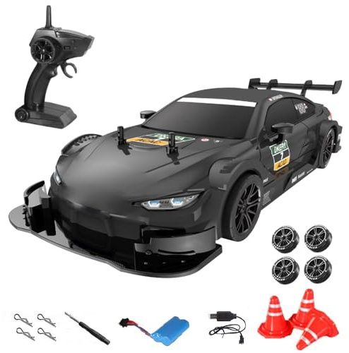 Goolsky Ferngesteuertes Auto, 40KM/H Drift Auto 1/16 4WD 2,4GHz Stufenlos Variable Geschwindigkeit RC Auto Scheinwerfer Austauschbare Drift- und Rennreifen