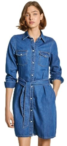 Pepe Jeans Damen Regular Denim Dress Pl953581 Kleid, Blue (Denim-HT8),