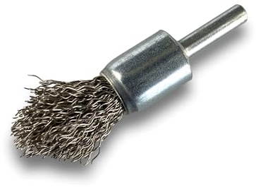 Kibros Lot 6 brosses en bout tige Ø 6 mm forme pointe fil inox dur Ø 18 mm | Fil inox dur Ø 0,40 mm, tige Ø 6 mm, pour perceuse ou visseuse à mandrin, ébavurage décapage nettoyage.