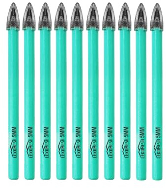 LEKOMESH Brocas para Albañilería Hormigón - 10 piezas 5mm Brocas Porcelanico de Carburo para Madera, Plástico, Mampostería, Cerámica, Hormigón, Mármol, Vástago Redondo