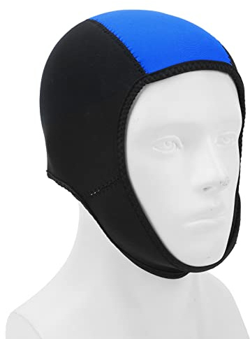 equlup Wetsuit Hood Thermal Neoprene Diving Hood Wetsuit Hat Cap Neoprene Surf Beanie Diving Cap Headgear for Men Women(Black+Blue)