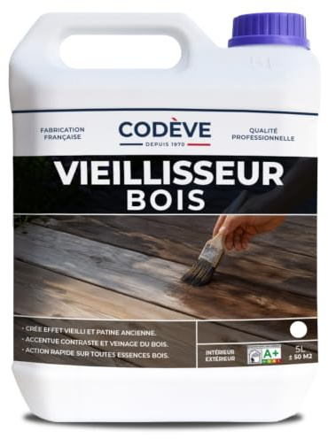 Vieillisseur Bois - Codeve Bois - 5L - Intérieur/extérieur - Un Effet De Vieillissement Accéléré D'un Bois Brut, Blanc Ou Neuf.