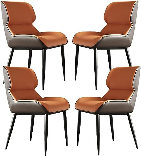 YXCUIDP Moderne Esszimmerstühle 4er-Set Küchenstuhl Mikrofaser-Leder Ergonomischer Sitz Feste Stuhlbeine Karbonstahl Und Metall (Color : Orange)
