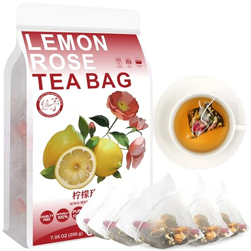 100% Natural Lemon Rose Tea Bag, 200g/7.05oz (4g*50bags) 柠檬玫瑰茶 Löwenzahn, Chrysantheme, Rose, Null Zucker, Koffein-freie aromatisierte Köstliche Getränke Kräutertee