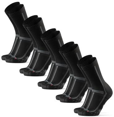 DANISH ENDURANCE Calcetines Running Altos, Anti Rozaduras, 3 o 5 Pack, Negro/Gris, 35-38