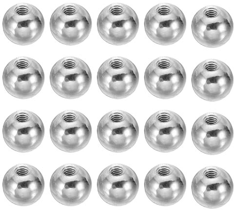 PATIKIL Écrou Borgne M4 x 12mm Sphérique 20 Pcs Cache Boulon Boule en Acier pour Trou Borgne, Poignée, Écrou, Décoration pour Meubles, Lampe ou Projet de Bricolage, Argenté