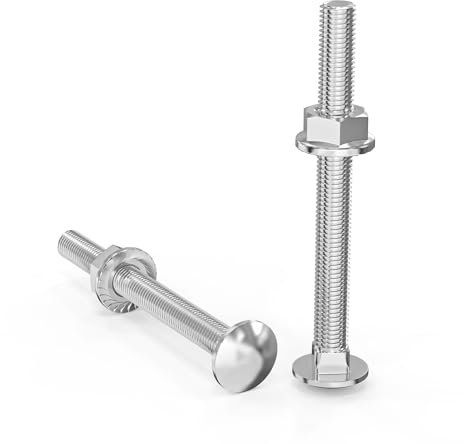 ORTAVA Lot de 20 boulons de carrosserie M5 x 50 galvanisés DIN 603 avec écrou à bride hexagonal, en acier au carbone, vis à tête bombée