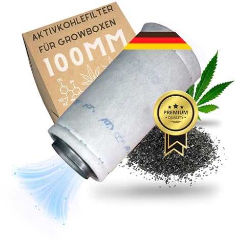 TronicXL Premium Aktivkohlefilter 100mm Grow für Growbox Zelt Box Schrank Abluft Geruch Gerüche neutralisieren Filter filtern Grower Zubehör AKF Luftkohlefilter Kohlenstofffilter für Rohrventilator