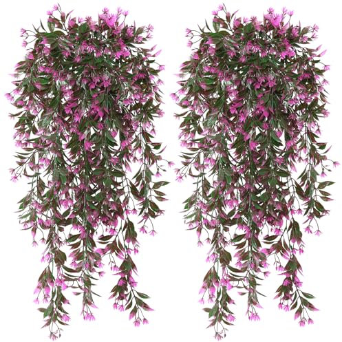 Dremisland 4PCS Artificial Hanging Plants Flower Bouquet Faux Plants Trailing Artificial Plants Indoor Fake Ivy Vine Garland Faux Flower Greenery Decoration for Wall Home Garden Wedding Party Decor