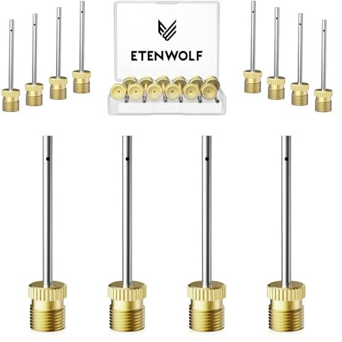ETENWOLF 12PCS A102 Brass Ball Pump Needles with Storage Case, No Break Heavy Duty Air Pump Needles for Balls, Compatible with Hand Pump and Electric Pump, Stainless Steel Body