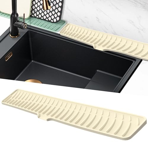 Volminex Silicone Faucet Mat, Kitchen Sink Splash Guard, Yellow, 60 cm | Narrow Faucet Drip Tray, Draining Mat for Kitchen, Sink Protector Mat, Tap Drain Mats for Kitchen and Bathroom Countertop