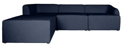 Ares Meble Ecksofa Rimini II - Modernes L-Sofa 3 sitzer - Wohnzimmer Sofa - Kleine Sofa - Solider Rahmen - Samt - Dunkelblau