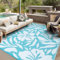 VK·LIVING Alfombra Exterior Grande 180X270cm Impermeable Reversible de Alfombra de Plástico Ligera Portátil Plegable Alfombras de para Balcón Camping Patio RV Playa Azul&Blanco