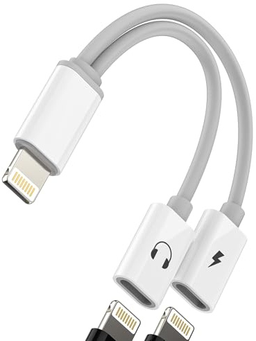 Adaptateur Lightning Jack 2en1 Pour iphone 14 Pro Splitter Écouteur Audio Casque Chargeur Prise Connecteur Câble AUX Pour Apple Double Charge Accessoire Auxiliaire Pour ipad Téléphone Tablette Musique