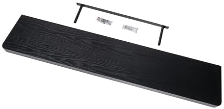 Velano Wandregal - Bücherregal - Schweberegal 118x24 Schwarz Holz | Regal Wand - Regalbrett - Küchenregal - Bücherregal Kinder - Deko Wohnzimmer - GewürzregalHolz - Wanddeko Regale Boho Deko