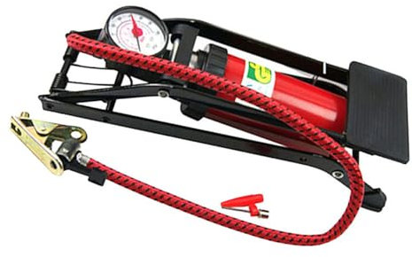 WESIEVYA Tragbare Hochdruck Fußpumpe Auto Fahrrad Reifenpumpen Manometer Rutschfestes Fußpedal Mehrventilkompatibel Für Fahrzeuge Und Camping
