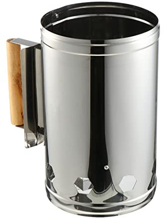 OFFSCH Holzkohleanzünder Kamin mit Hitzebeständigem Holzgriff für Outdoor Grillen Schneller Feuerstarter für Holzkohle Rostfreier Stahl Kaminanzünder für Grill Holzofen und Feuerschale