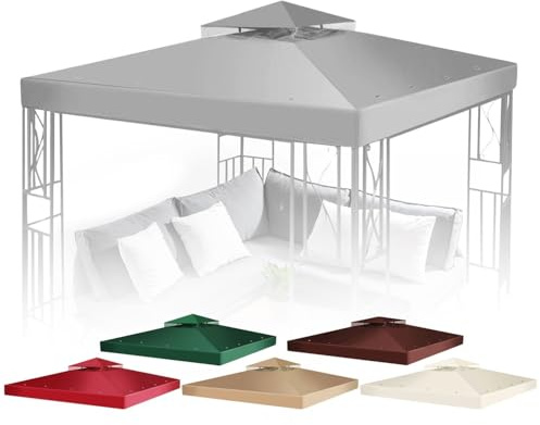 Flexzion Housse de Rechange pour tonnelle de 3,6 x 3,6 m – Protection UV30+ et résistante à l'eau pour extérieur, Pare-Soleil, Jardin, terrasse, pavillon (Gris)
