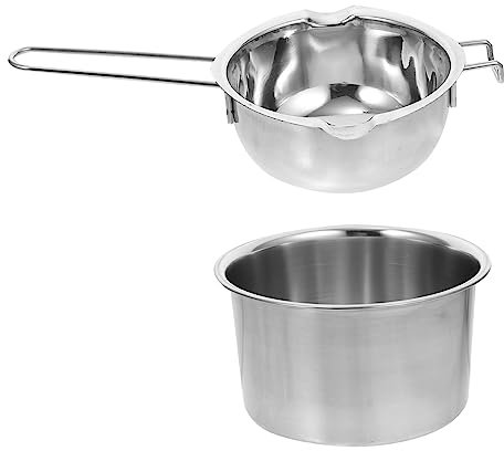 VICASKY Double Boiler Pot 600ml Large Wax Candle Melting Pot 16cm 201 Stainless Steel Candy Butter Melting Warmer Boiler for Water Bath Heating Universal Use