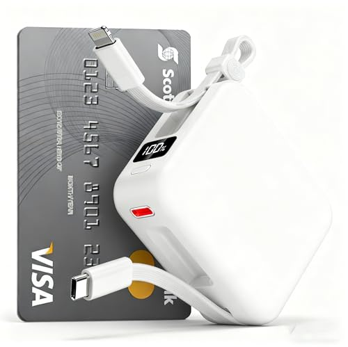 Power Bank 10000mAh Ultra Compact & Léger (170g), Batterie Externe Portable Mini (6.8cm) avec Charge Rapide PD 22.5W et LCD, 3 Ports Parfait pour Voyage/Bureau (Blanc)