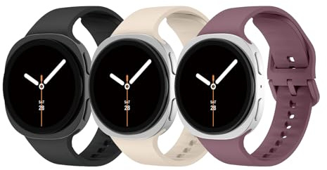 DMVEIMAL 3Pcs Weiches Silikonarmband für Samsung Galaxy Watch 8 Band 44mm 40mm/8 Classic Armband 46mm Herren Damen,Wasserdicht Silicone Sportarmband Ersatzbänder für Samsung Watch 8/8 Classic Strap
