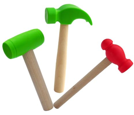 Supvox Kinder Holz Hammerspielzeug 3 Stück Große Und Kleine Hämmer Aus Gratfrei Poliertem Holz Bunt Für Kleinkinder Greifspielzeug Geschenk Spielzeug Für Babys