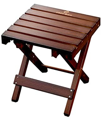 Sgabello pieghevole in legno B – Sedile da campeggio per pesca all'aperto, viaggi, barbecue, cucina giardinaggio – finitura noce leggero e