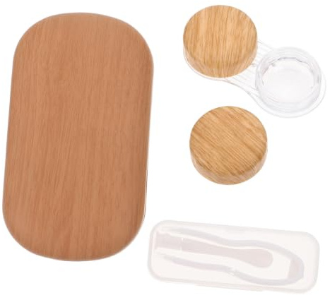 OKUMEYR Étui à Lentilles de Contact Portable, Boîte Étanche en Plastique | Doublure Cuir, Miroir Miniature, Clip et Bâtonnet Inclus, Compartiment Interne Séparé, Format Léger