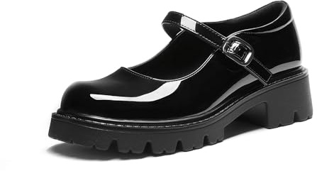 DREAM PAIRS Mary Jane Platform Pumps Shoes for Women,Black-Pat,8.5 | Women's Closed Toe Chunky Block Heel Ankle Strap Pumps Cute Dress Shoes