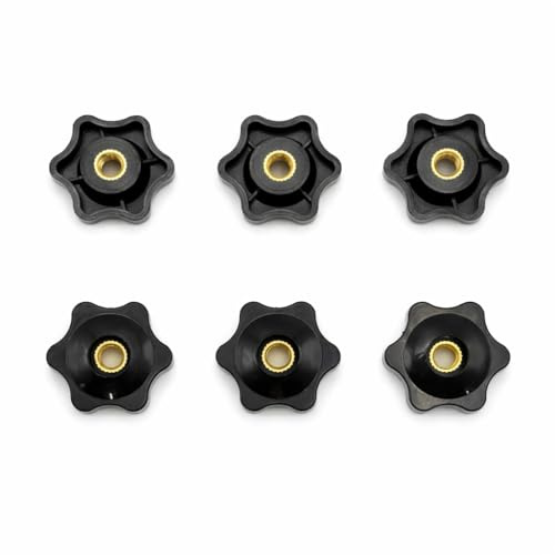 M6 Wing Nuts, Easy-Grip Star Knobs for Machines & Furniture, 6 Pack, 32mm | Durable plastic clamping knobs for compatible M6 bolts and rods on machinery, fitness equipment, tools and furniture