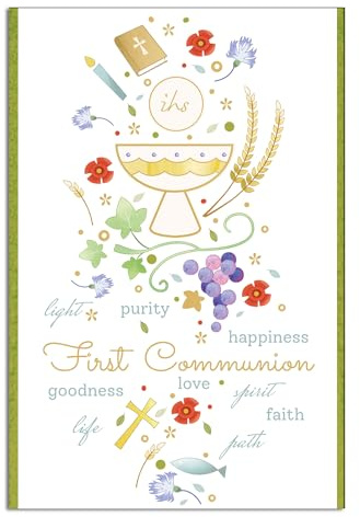 arkamii Biglietto di Auguri per la Prima Comunione con Porta Monete, Bianco, Design Religioso, 17 x 12 cm (USC01)