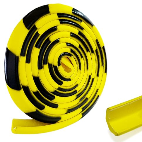 Protector de bordes autoadhesivo, 5 m, color amarillo y negro, forma de L, espuma NBR, perfil de protección de esquinas, protección contra golpes, sin residuos, para mesa, cama, puertas, garaje